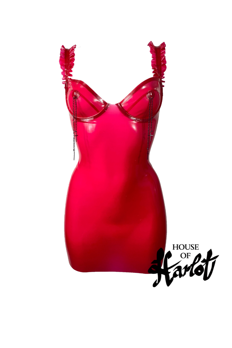 open lace back dress KLEE TASSEL DRESS | Latex Dress