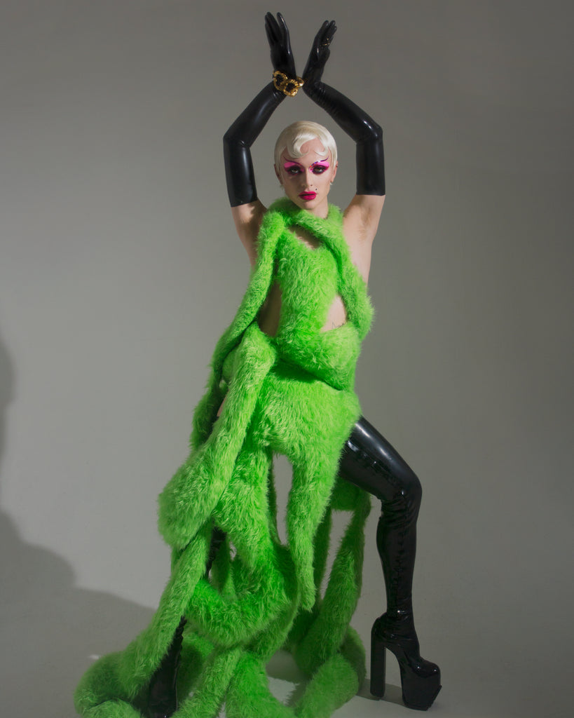 RuPaul’s Drag Race Contestant Bimini Bon-Boulash in House of Harlot Latex on TUSH Magazine!