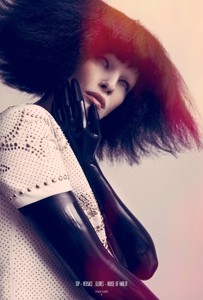 House of Harlot GENIE Opera Gloves featured in Volt Magazine