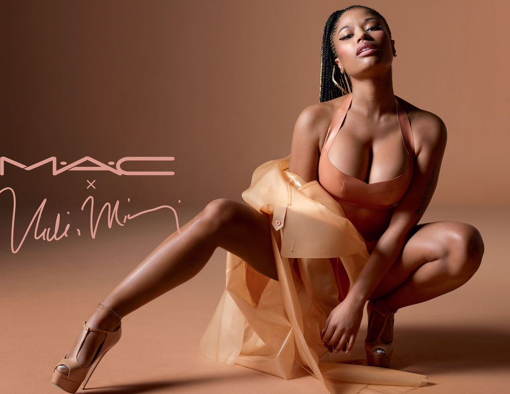 Nicki Minaj Wears Nude House of Harlot Latex Bra for her MAC Nude Lipstick Collection