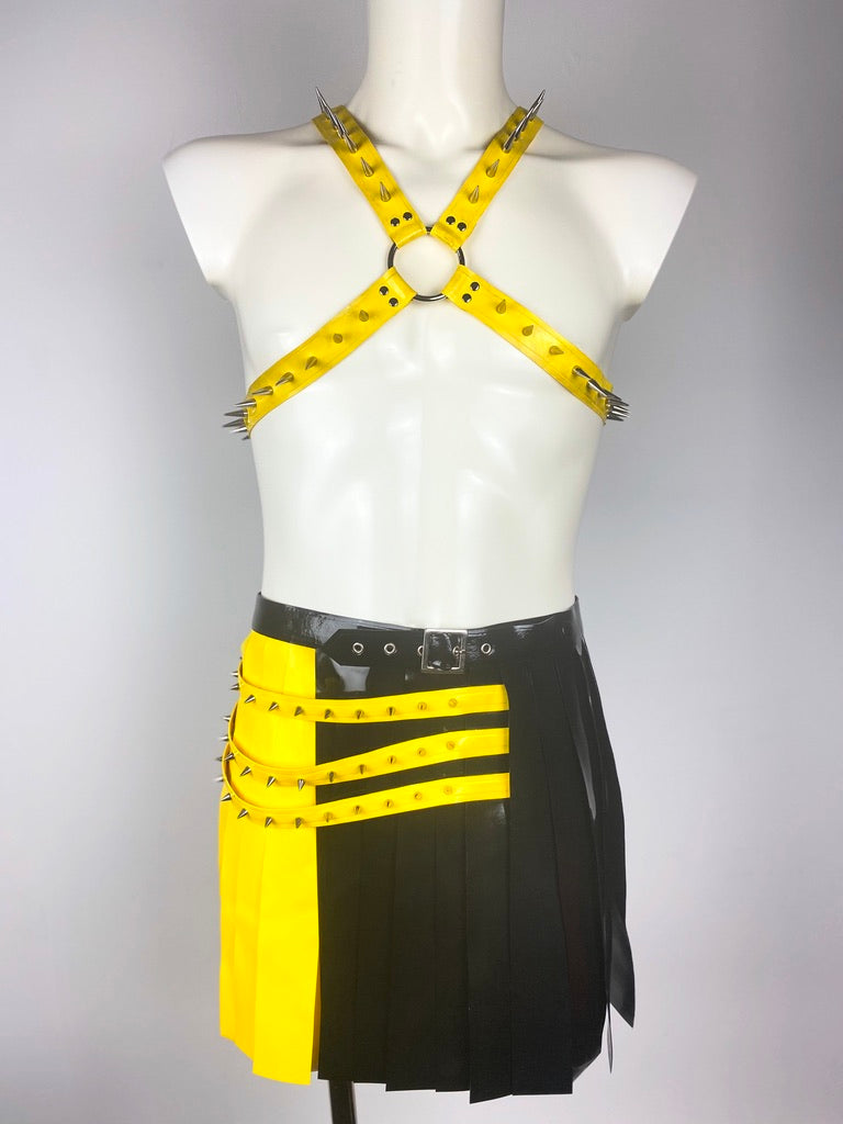 XS - BLACK & YELLOW SPIKED GLADIATOR SET - SAMPLE CLEARANCE