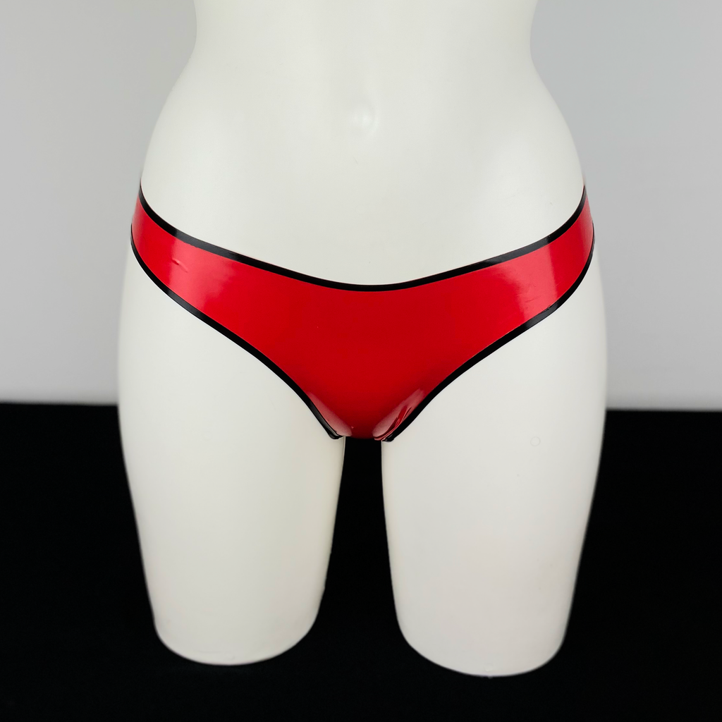 XS - RED & BLACK EVA G-STRING - SAMPLE CLEARANCE