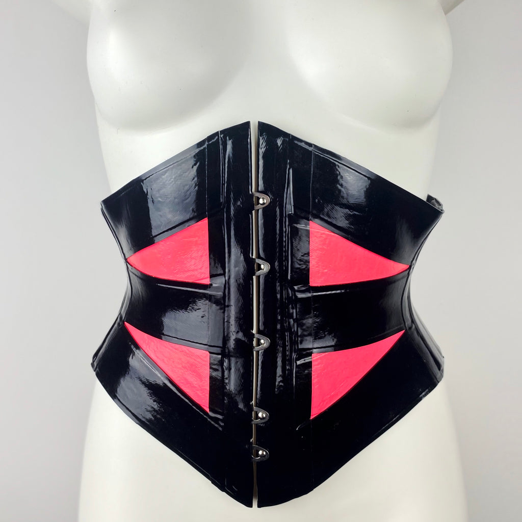 L - VIBRANT PINK & BLACK HEATHER CORSET - SAMPLE CLEARANCE