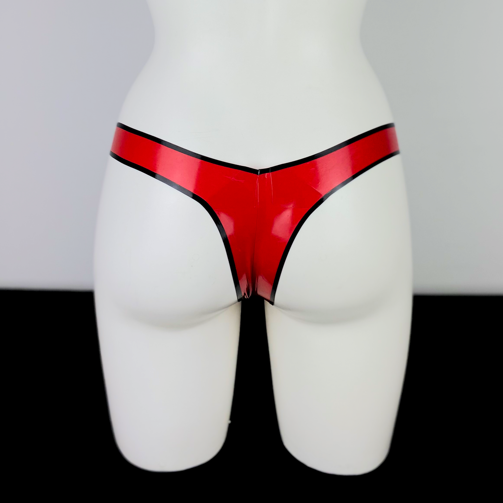 XS - RED & BLACK EVA G-STRING - SAMPLE CLEARANCE